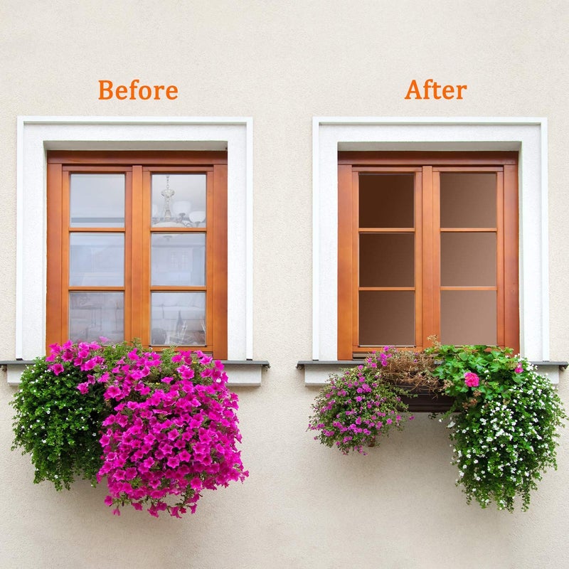 Kinsolar Privacy Window Film One Way Mirror Adhesive Reflective Window Tint Anti UV Heat Control Glass Film for Home and Office Daytime Privacy Protection 17.7Inch x 10Feet, Silver&Brown - Image 3